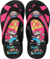 Peace-Love-Summer Memory Foam Thongs (Black)